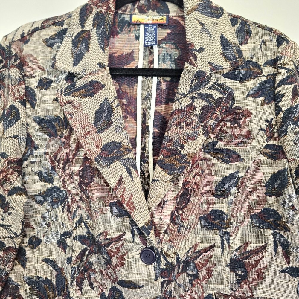 Havana Jack Size‎ 12 Tapestry Jacket Blazer Coat Jaquard Floral Rose Print.D63 - Picture 2 of 10